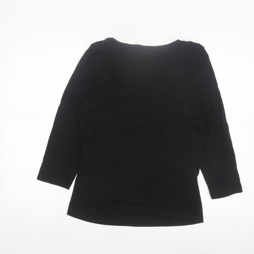 Kaliko Women's Black V-Neck 3/4 Sleeve Tunic Blouse Size 12