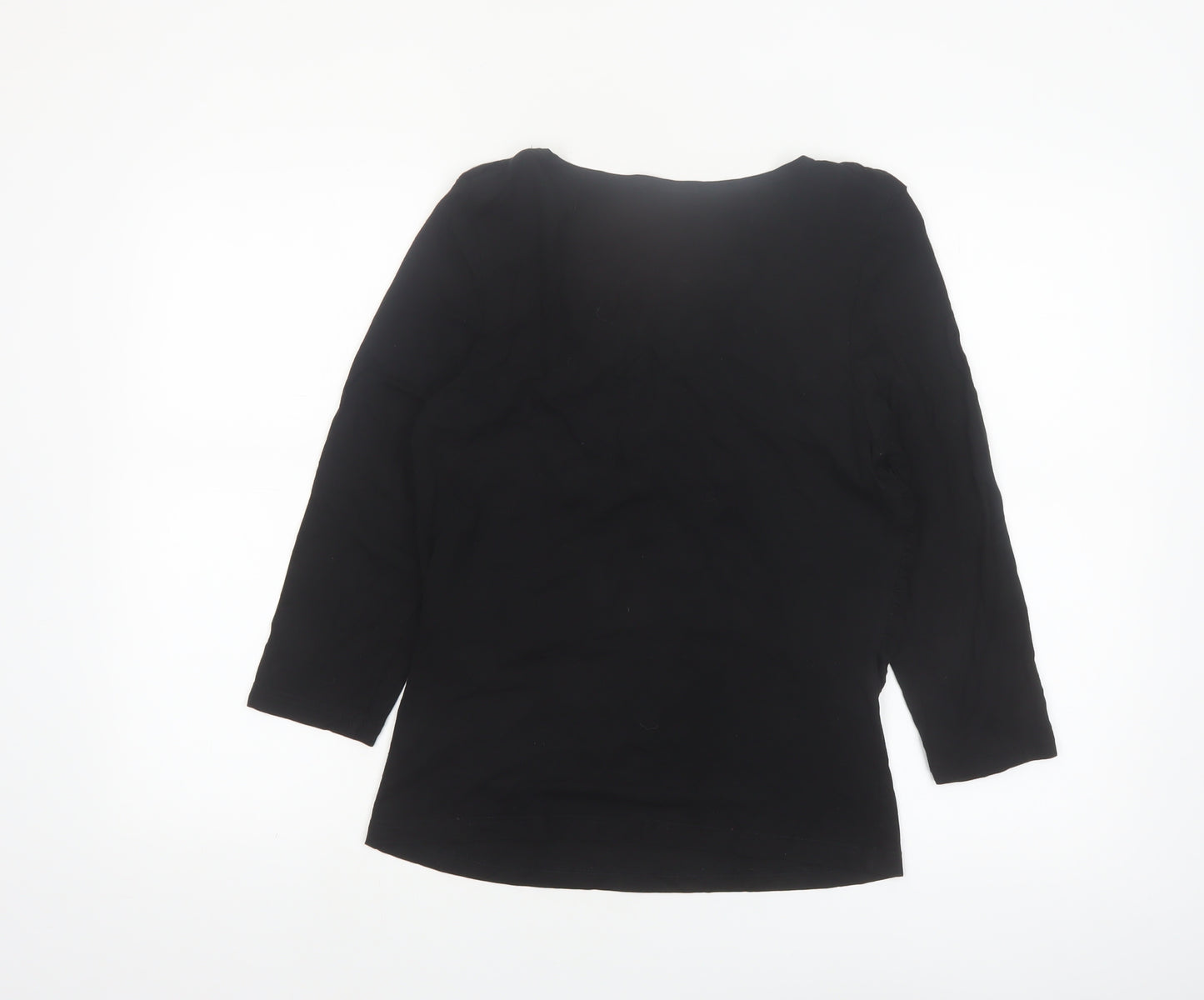 Kaliko Women's Black V-Neck 3/4 Sleeve Tunic Blouse Size 12