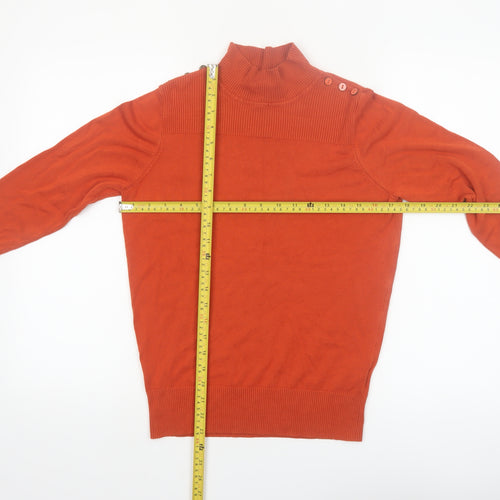Wallis Women Orange Roll Neck Button Detail Jumper Size 12