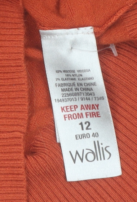 Wallis Women Orange Roll Neck Button Detail Jumper Size 12