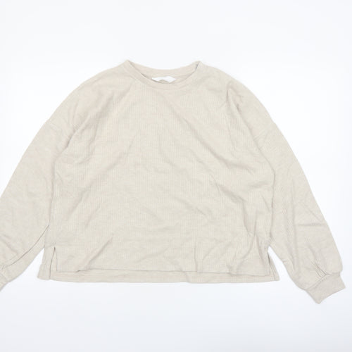 Marks and Spencer Women Beige Long Sleeve Knit Pyjama Top M