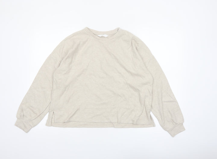 Marks and Spencer Women Beige Long Sleeve Knit Pyjama Top M