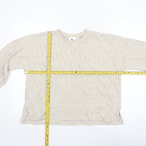 Marks and Spencer Women Beige Long Sleeve Knit Pyjama Top M