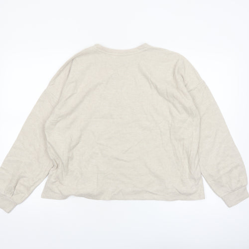Marks and Spencer Women Beige Long Sleeve Knit Pyjama Top M