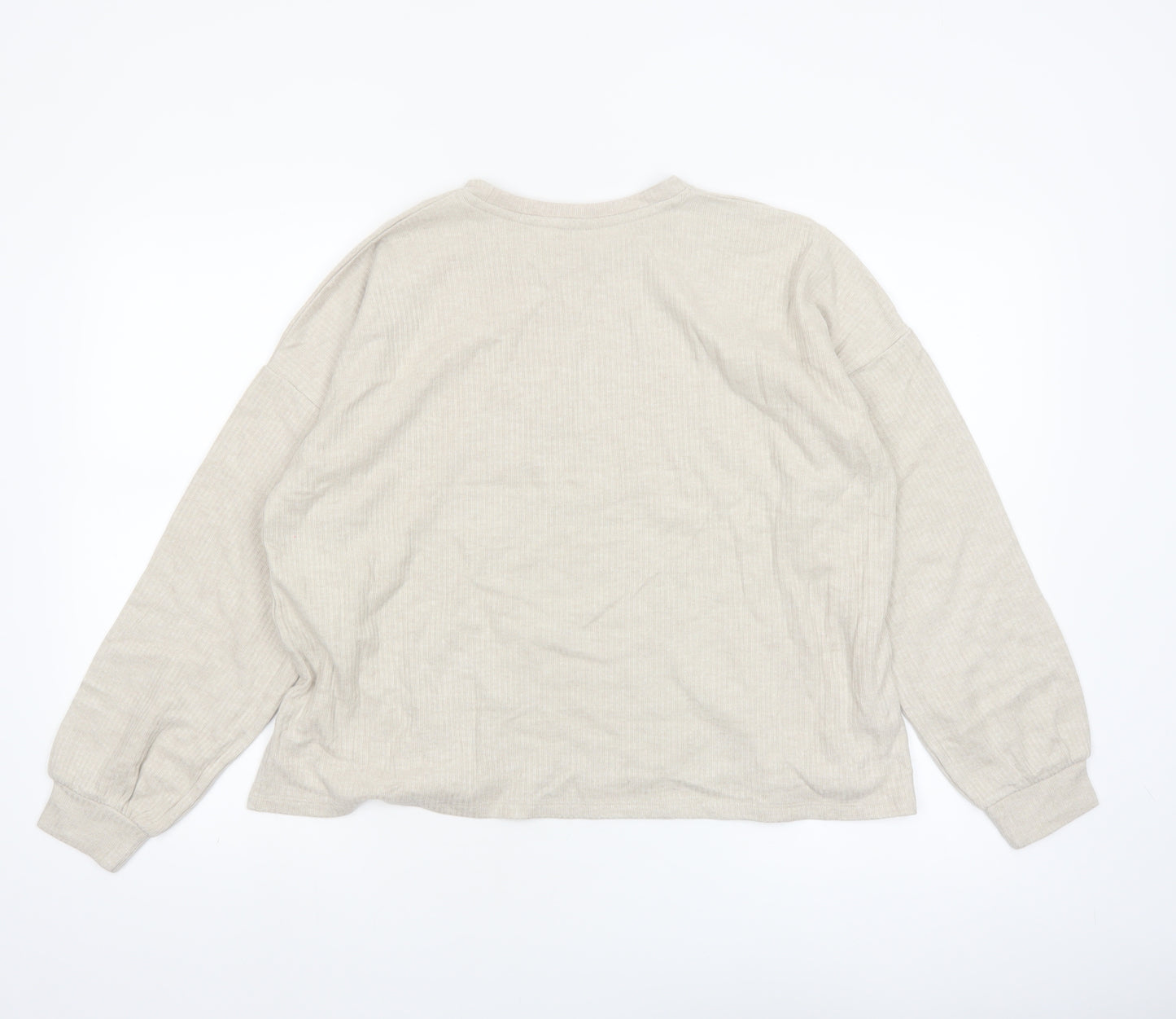 Marks and Spencer Women Beige Long Sleeve Knit Pyjama Top M