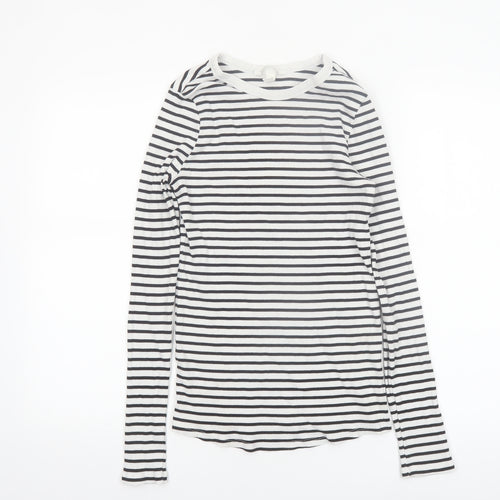 H&M Maternity Black White Striped Long Sleeve Cotton T-Shirt Size 12