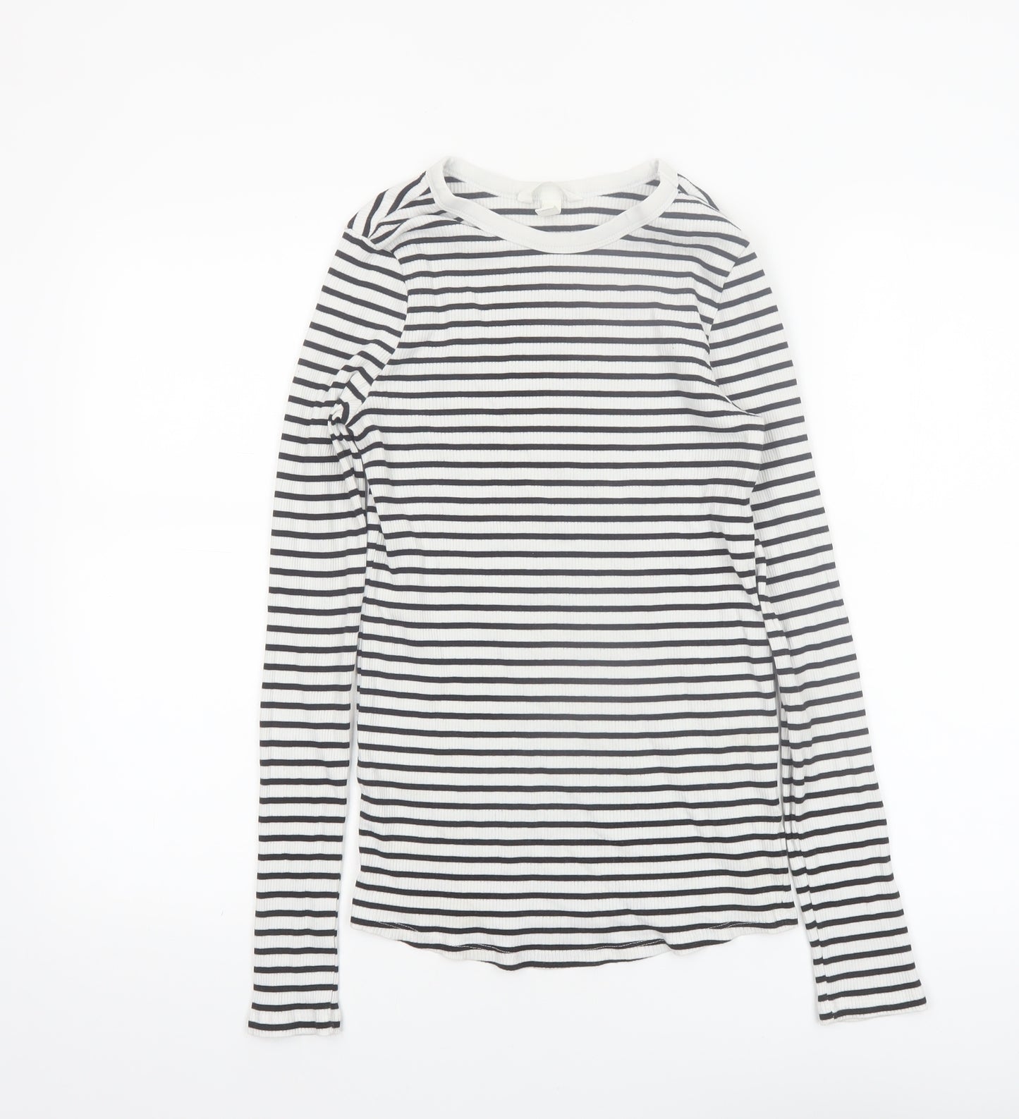 H&M Maternity Black White Striped Long Sleeve Cotton T-Shirt Size 12