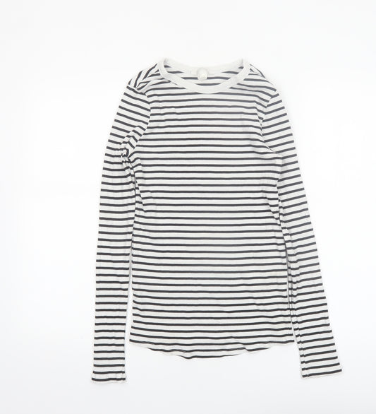 H&M Maternity Black White Striped Long Sleeve Cotton T-Shirt Size 12