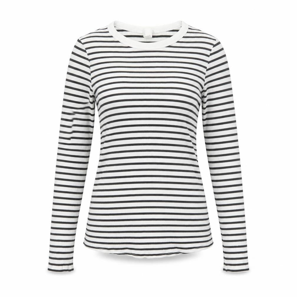 H&M Maternity Black White Striped Long Sleeve Cotton T-Shirt Size 12