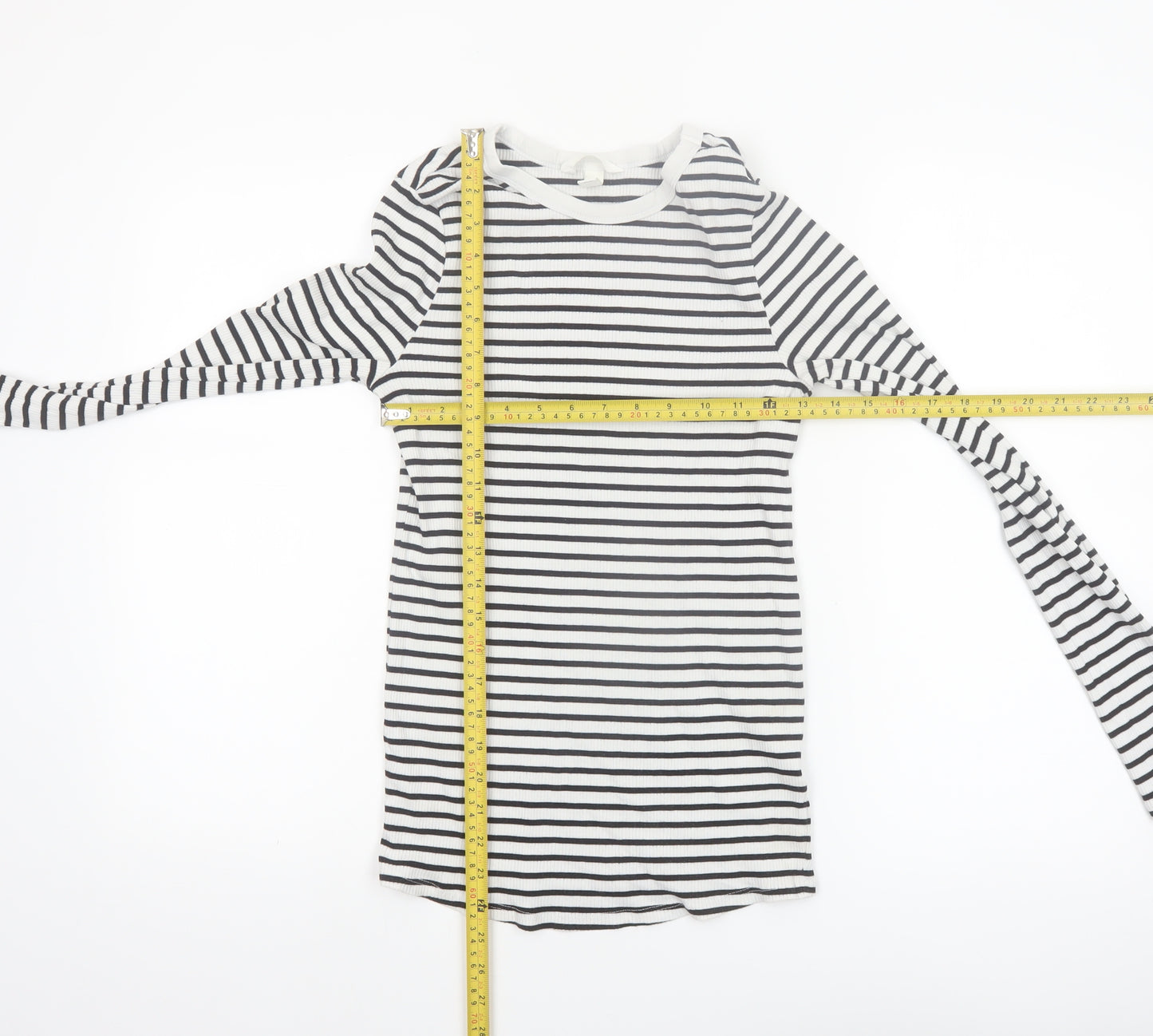 H&M Maternity Black White Striped Long Sleeve Cotton T-Shirt Size 12