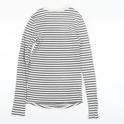 H&M Maternity Black White Striped Long Sleeve Cotton T-Shirt Size 12