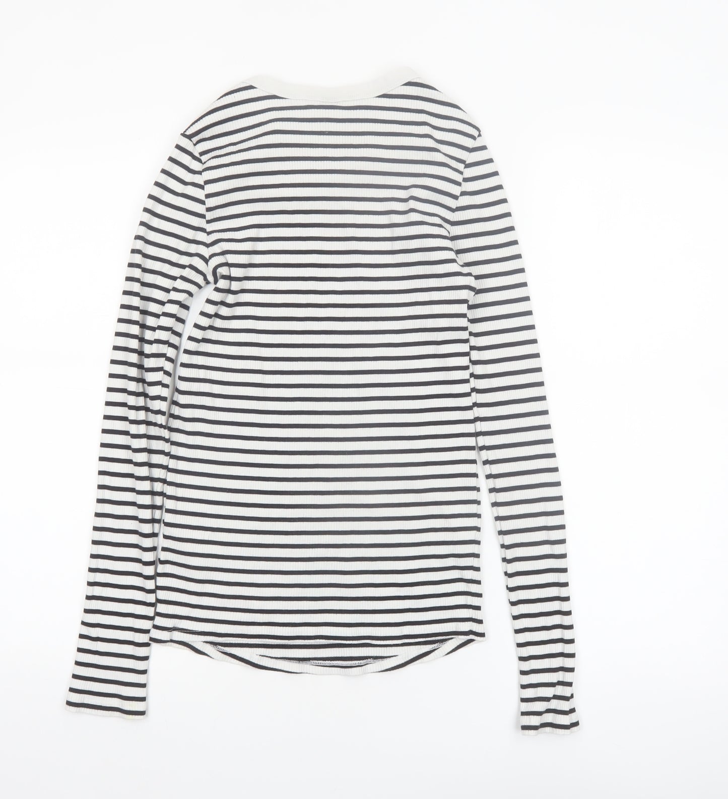 H&M Maternity Black White Striped Long Sleeve Cotton T-Shirt Size 12