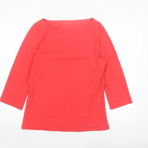 John Lewis Women Red 3/4 Sleeve Cotton Stretch Basic T-Shirt Size 14
