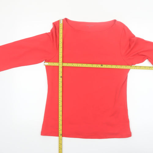 John Lewis Women Red 3/4 Sleeve Cotton Stretch Basic T-Shirt Size 14