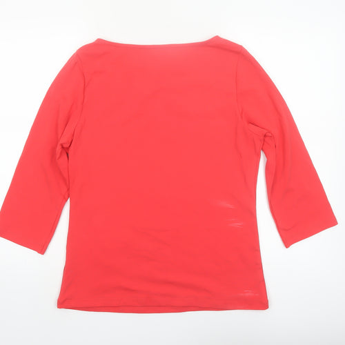 John Lewis Women Red 3/4 Sleeve Cotton Stretch Basic T-Shirt Size 14