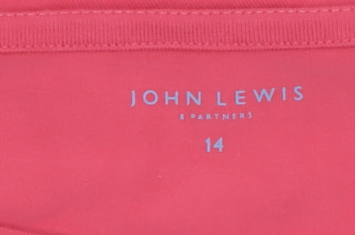 John Lewis Women Red 3/4 Sleeve Cotton Stretch Basic T-Shirt Size 14