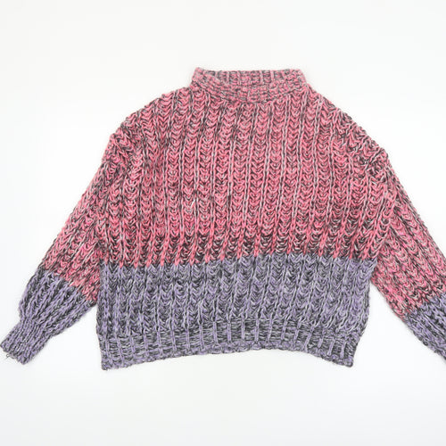 ASOS DESIGN Women's Multicoloured Chunky-Knit High Neck Jumper Size 10