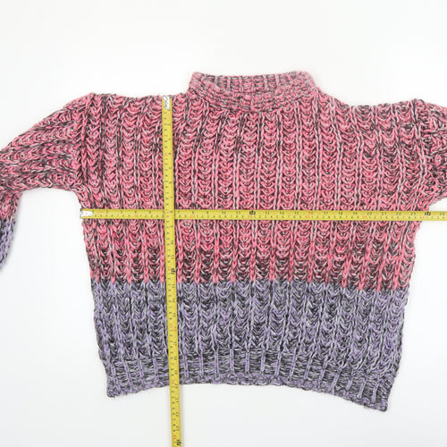 ASOS DESIGN Women's Multicoloured Chunky-Knit High Neck Jumper Size 10