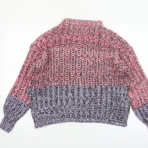 ASOS DESIGN Women's Multicoloured Chunky-Knit High Neck Jumper Size 10
