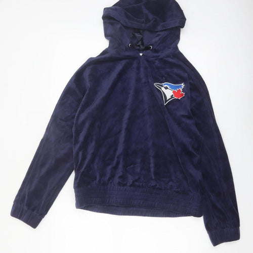Touch by Alyssa Milano Navy Blue Velour Pullover Hoodie Women M