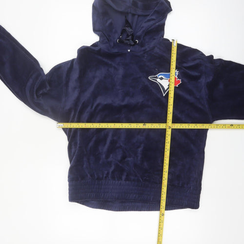 Touch by Alyssa Milano Navy Blue Velour Pullover Hoodie Women M