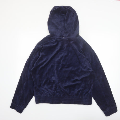 Touch by Alyssa Milano Navy Blue Velour Pullover Hoodie Women M