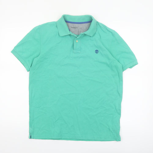 Timberland Men's Green Regular Fit Cotton Polo Shirt Size S