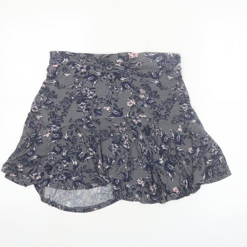 Next Women’s Grey Floral Flare Skirt Size 12 Viscose Stretch