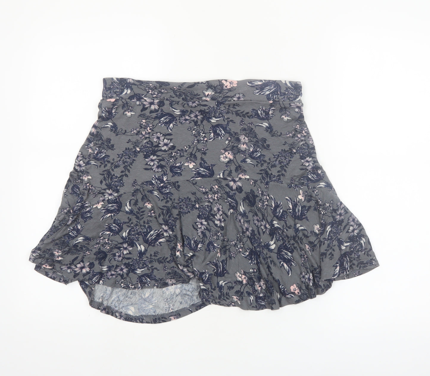 Next Women’s Grey Floral Flare Skirt Size 12 Viscose Stretch