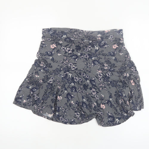 Next Women’s Grey Floral Flare Skirt Size 12 Viscose Stretch