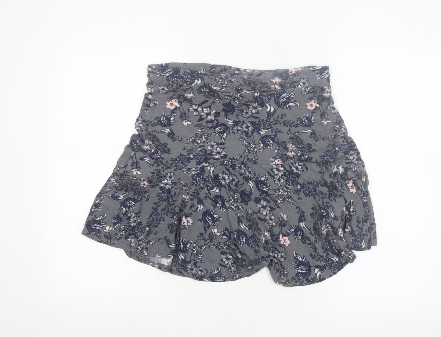 Next Women’s Grey Floral Flare Skirt Size 12 Viscose Stretch