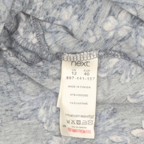 Next Women’s Grey Floral Flare Skirt Size 12 Viscose Stretch