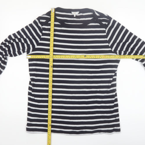 Cotton Traders Women’s Navy Stripe 3/4 Sleeve Cotton T-Shirt Size 18