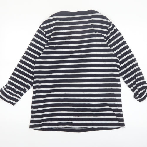 Cotton Traders Women’s Navy Stripe 3/4 Sleeve Cotton T-Shirt Size 18