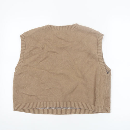 Hollister Womens Beige Argyle V-Neck Knit Sleeveless Vest L