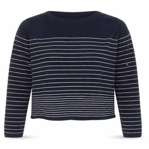 The White Company Women's Blue Striped Crew Neck Jumper Size 16