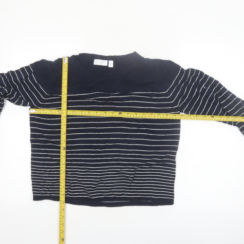 The White Company Women's Blue Striped Crew Neck Jumper Size 16