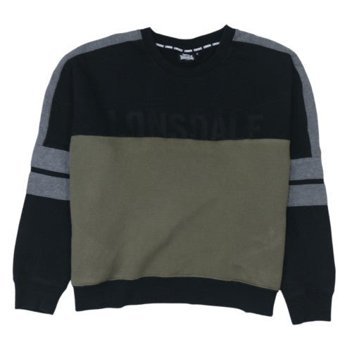 Lonsdale Women's Khaki & Black Colourblock Crew Neck Sweatshirt Size 18