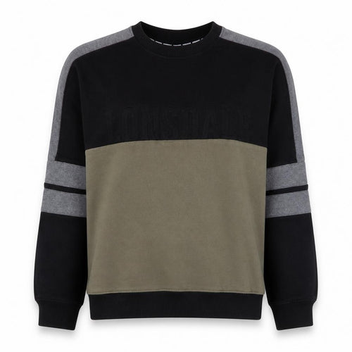 Lonsdale Women's Khaki & Black Colourblock Crew Neck Sweatshirt Size 18