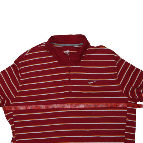Nike Men's Red Striped Polo Shirt 2XL Athletic Fit Cotton Blend