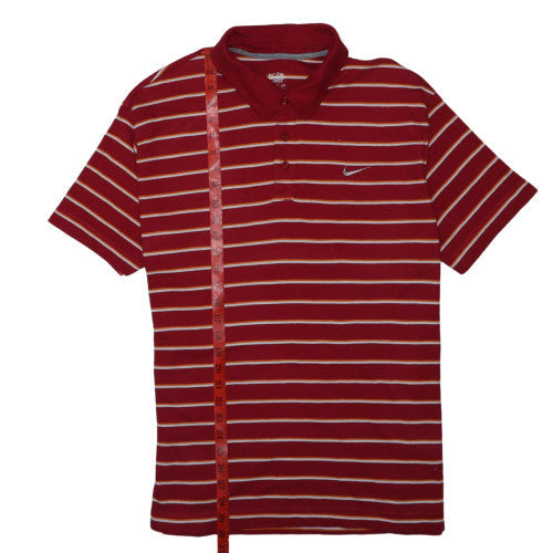 Nike Men's Red Striped Polo Shirt 2XL Athletic Fit Cotton Blend