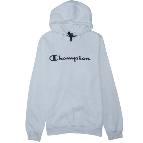Champion Men's Light Grey Pullover Hoodie Medium Cotton Blend