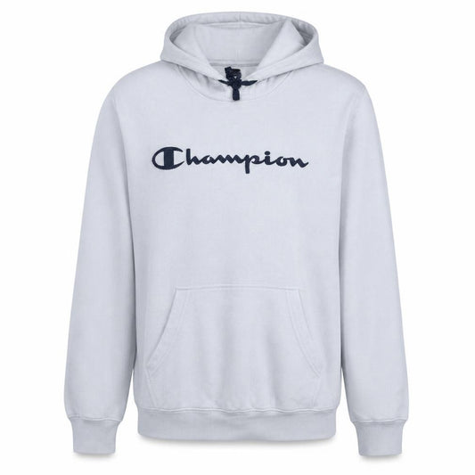 Front view of Champion Men's Light Grey Pullover Hoodie Medium Cotton Blend