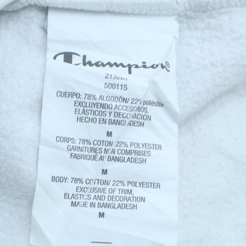Champion Men's Light Grey Pullover Hoodie Medium Cotton Blend