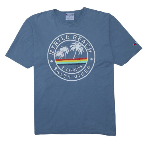 Champion Men's Blue Myrtle Beach Graphic T-Shirt XL Cotton Crew Neck