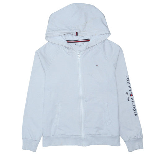 Tommy Hilfiger Boys White Full Zip Hoodie Size 176 Cotton Blend