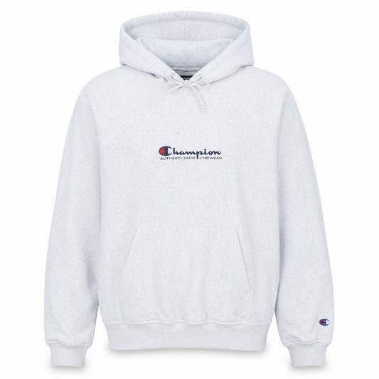 Front view of Champion Women's Grey Pullover Hoodie Small Logo Athletic Sweatshirt