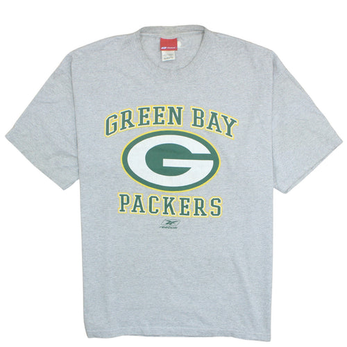 Reebok Mens Grey Green Bay Packers Graphic T-Shirt XL
