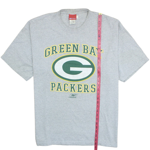 Reebok Mens Grey Green Bay Packers Graphic T-Shirt XL