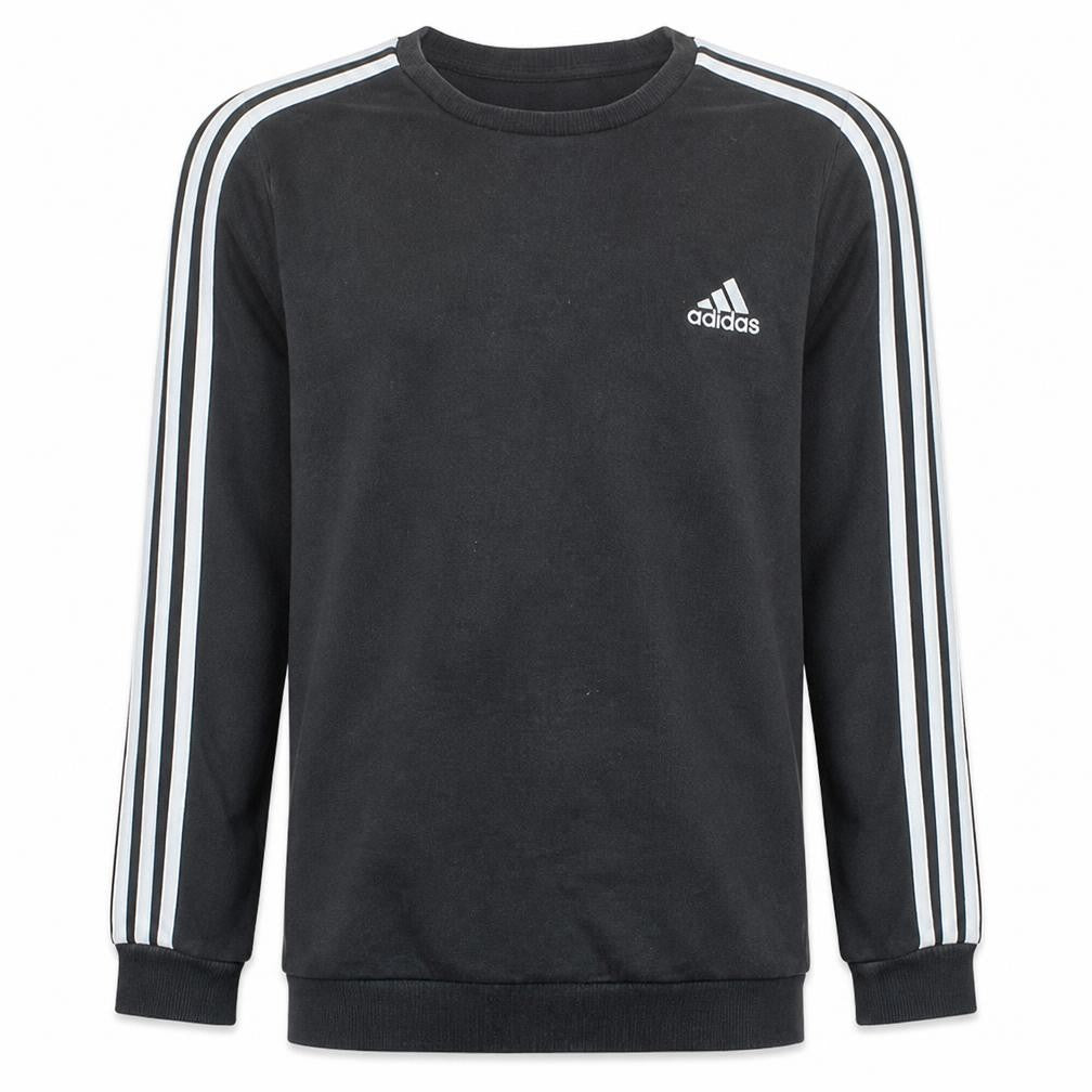 Front view of Adidas Men's Black L Crew Neck Pullover Sweatshirt